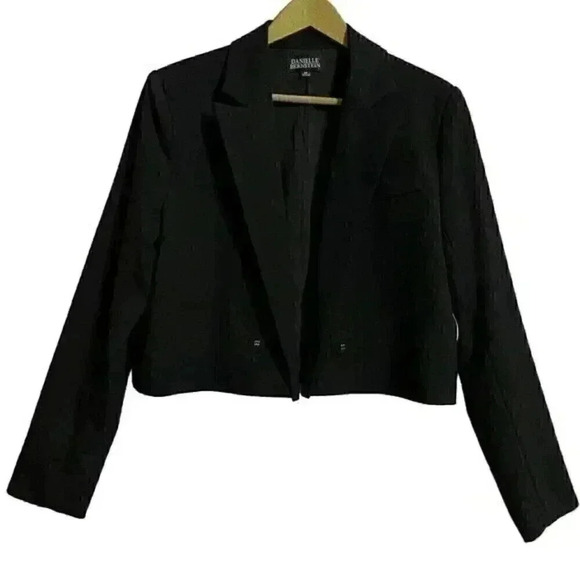 Danielle Bernstein Blazer Women’s Medium Black Cropped Open Front NWT - Picture 1 of 8